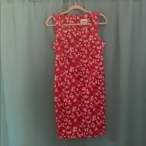 Hanes sleeveless red/white floral dress M